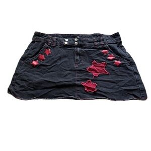 Social Collision Black Denim Mini Skirt Size L Y2K Grunge Festival Skater Star